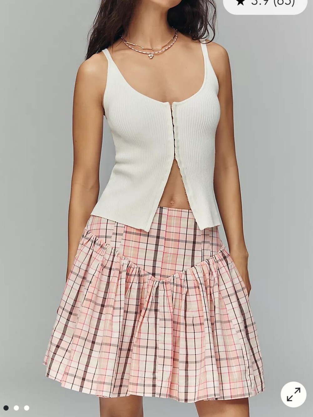 Pink Plaid Tiered Mini Skirt - Women